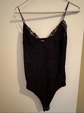 Express Black Lace Bodysuit Camisole with Spaghetti Straps